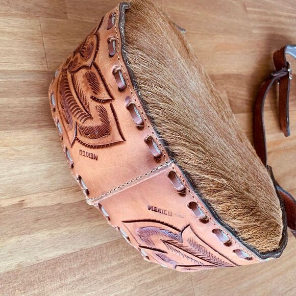 HAND TOOLED Leather Pony Hair Bag - Picture 7 of 14